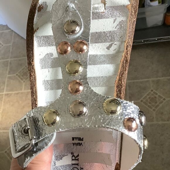 cafenoir MADE IN ITALY SILVER METALLIC GENUINE LEATHER WOMAN SAND… - Picture 12 of 15